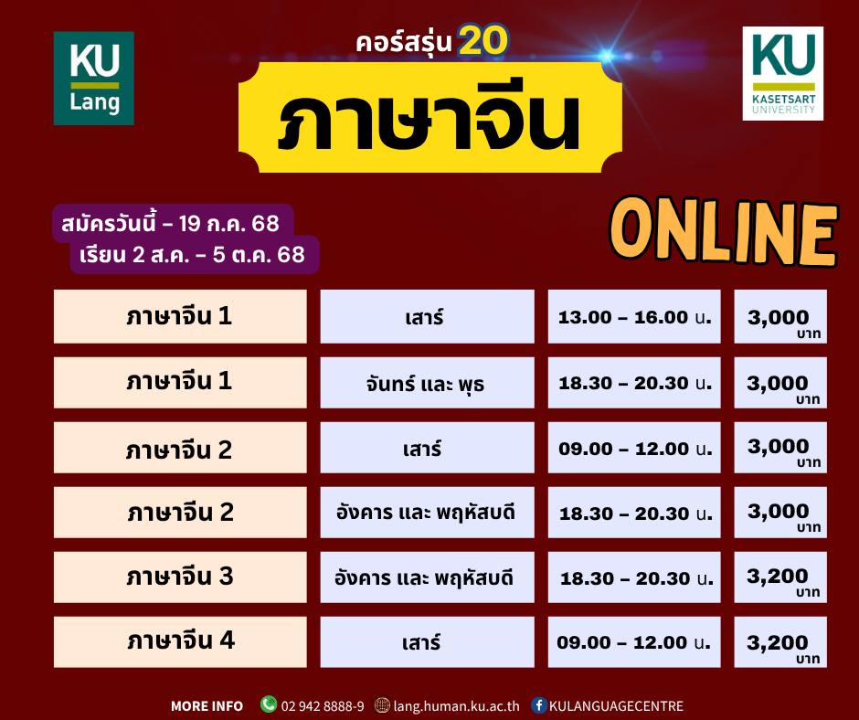 Featured image for “คอร์สเรียนภาษาจีน รุ่น 20”